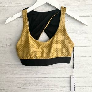 Koral Mustard and Black Open Back Sports Bra